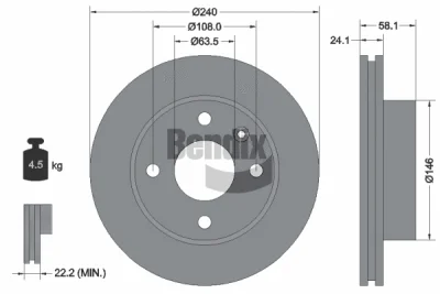 BDS1851 BENDIX Braking Тормозной диск