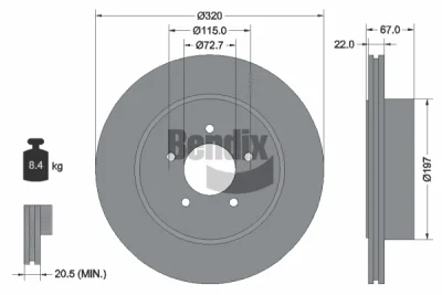 BDS1853HC BENDIX Braking Тормозной диск