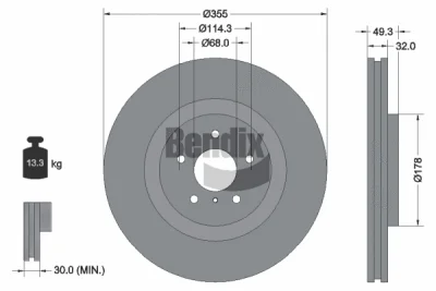 BDS1865HC BENDIX Braking Тормозной диск