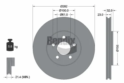 BDS2056 BENDIX Braking Тормозной диск