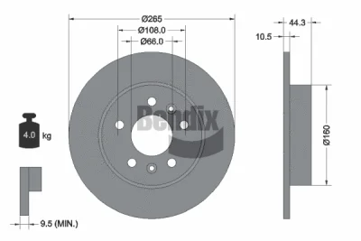 BDS2077 BENDIX Braking Тормозной диск