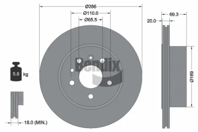 BDS2081 BENDIX Braking Тормозной диск