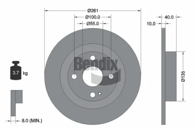 BDS2095 BENDIX Braking Тормозной диск