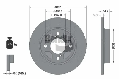 BDS2137 BENDIX Braking Тормозной диск