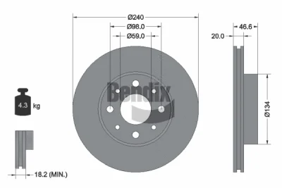 BDS2179 BENDIX Braking Тормозной диск