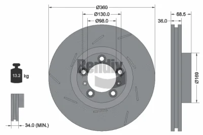 BDS2195LHC BENDIX Braking Тормозной диск