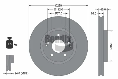 BDS2212 BENDIX Braking Тормозной диск