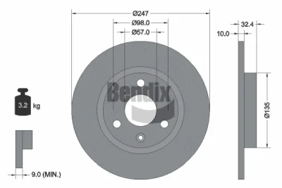 BDS2215 BENDIX Braking Тормозной диск