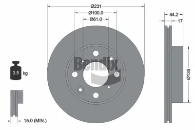 BDS2225 BENDIX Braking Тормозной диск