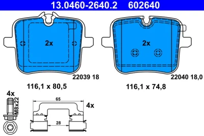 13.0460-2640.2 ATE Комплект тормозных колодок, дисковый тормоз