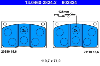 13.0460-2824.2 ATE Комплект тормозных колодок, дисковый тормоз