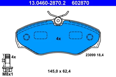13.0460-2870.2 ATE Комплект тормозных колодок, дисковый тормоз