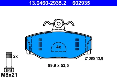 13.0460-2935.2 ATE Комплект тормозных колодок, дисковый тормоз
