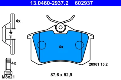 Комплект тормозных колодок, дисковый тормоз ATE 13.0460-2937.2