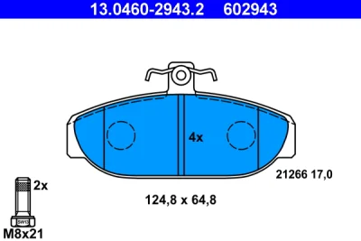 13.0460-2943.2 ATE Комплект тормозных колодок, дисковый тормоз