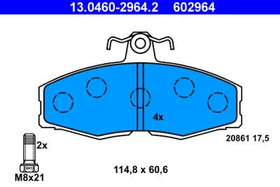 13.0460-2964.2 ATE Комплект тормозных колодок, дисковый тормоз