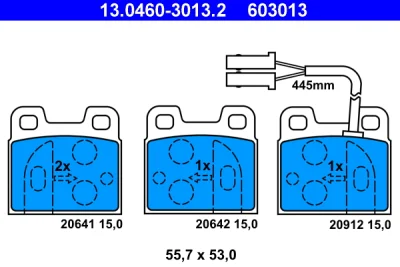 Комплект тормозных колодок, дисковый тормоз ATE 13.0460-3013.2