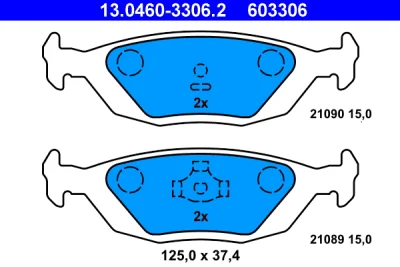 Комплект тормозных колодок, дисковый тормоз ATE 13.0460-3306.2