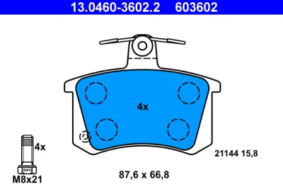 13.0460-3602.2 ATE Комплект тормозных колодок, дисковый тормоз