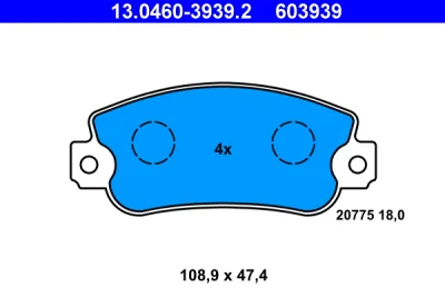 13.0460-3939.2 ATE Комплект тормозных колодок, дисковый тормоз