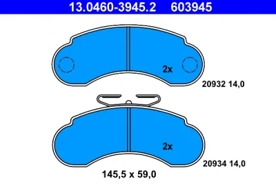 13.0460-3945.2 ATE Комплект тормозных колодок, дисковый тормоз