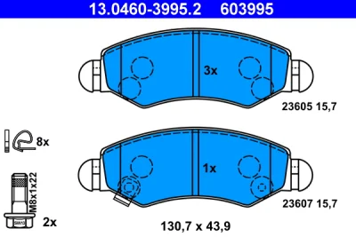 Комплект тормозных колодок, дисковый тормоз ATE 13.0460-3995.2