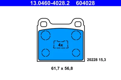 Комплект тормозных колодок, дисковый тормоз ATE 13.0460-4028.2