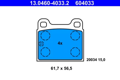 13.0460-4033.2 ATE Комплект тормозных колодок, дисковый тормоз