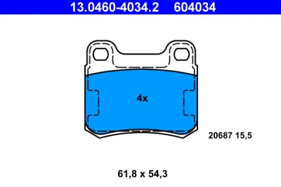 Комплект тормозных колодок, дисковый тормоз ATE 13.0460-4034.2
