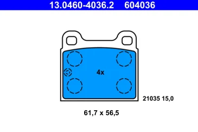 Комплект тормозных колодок, дисковый тормоз ATE 13.0460-4036.2