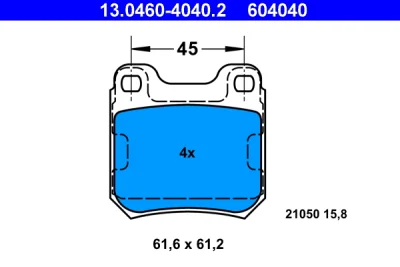 Комплект тормозных колодок, дисковый тормоз ATE 13.0460-4040.2