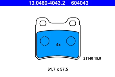 Комплект тормозных колодок, дисковый тормоз ATE 13.0460-4043.2