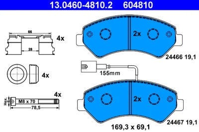 13.0460-4810.2 ATE Комплект тормозных колодок, дисковый тормоз