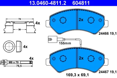 13.0460-4811.2 ATE Комплект тормозных колодок, дисковый тормоз