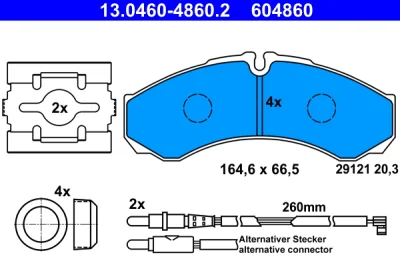 Комплект тормозных колодок, дисковый тормоз ATE 13.0460-4860.2