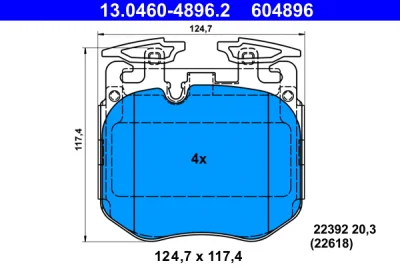 Комплект тормозных колодок, дисковый тормоз ATE 13.0460-4896.2