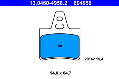 Комплект тормозных колодок, дисковый тормоз ATE 13.0460-4956.2