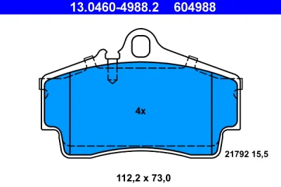 Комплект тормозных колодок, дисковый тормоз ATE 13.0460-4988.2