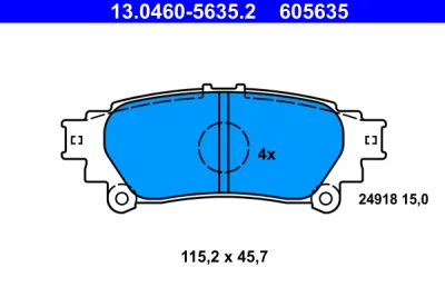 Комплект тормозных колодок, дисковый тормоз ATE 13.0460-5635.2