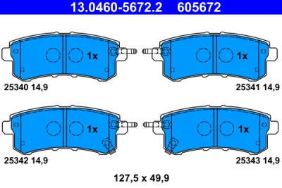Комплект тормозных колодок, дисковый тормоз ATE 13.0460-5672.2