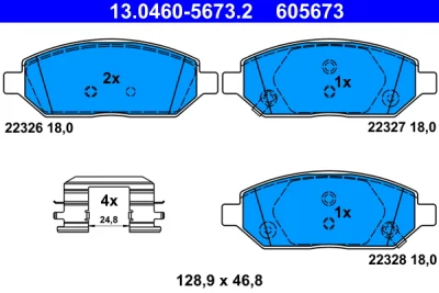 Комплект тормозных колодок, дисковый тормоз ATE 13.0460-5673.2