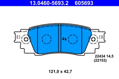 Комплект тормозных колодок, дисковый тормоз ATE 13.0460-5693.2