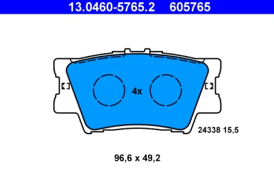 Комплект тормозных колодок, дисковый тормоз ATE 13.0460-5765.2