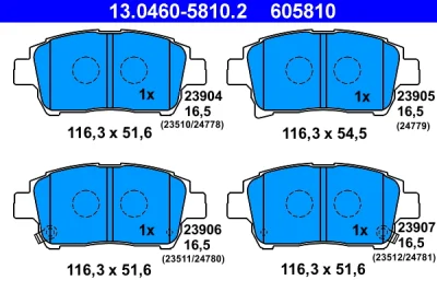 Комплект тормозных колодок, дисковый тормоз ATE 13.0460-5810.2