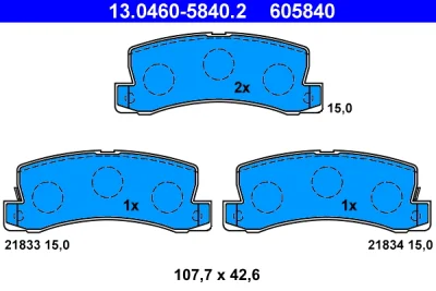 Комплект тормозных колодок, дисковый тормоз ATE 13.0460-5840.2