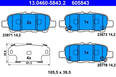 Комплект тормозных колодок, дисковый тормоз ATE 13.0460-5843.2