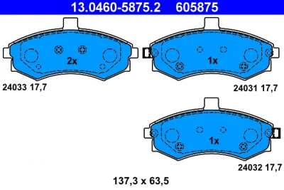 13.0460-5875.2 ATE Комплект тормозных колодок, дисковый тормоз