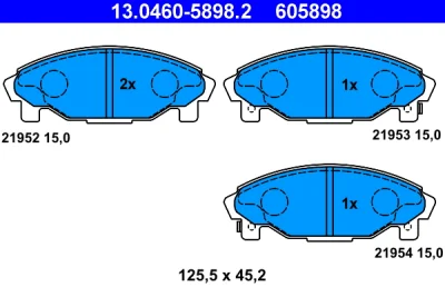 13.0460-5898.2 ATE Комплект тормозных колодок, дисковый тормоз