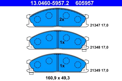 Комплект тормозных колодок, дисковый тормоз ATE 13.0460-5957.2