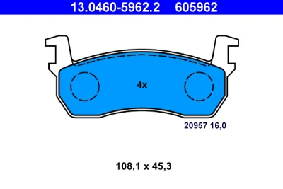 13.0460-5962.2 ATE Комплект тормозных колодок, дисковый тормоз
